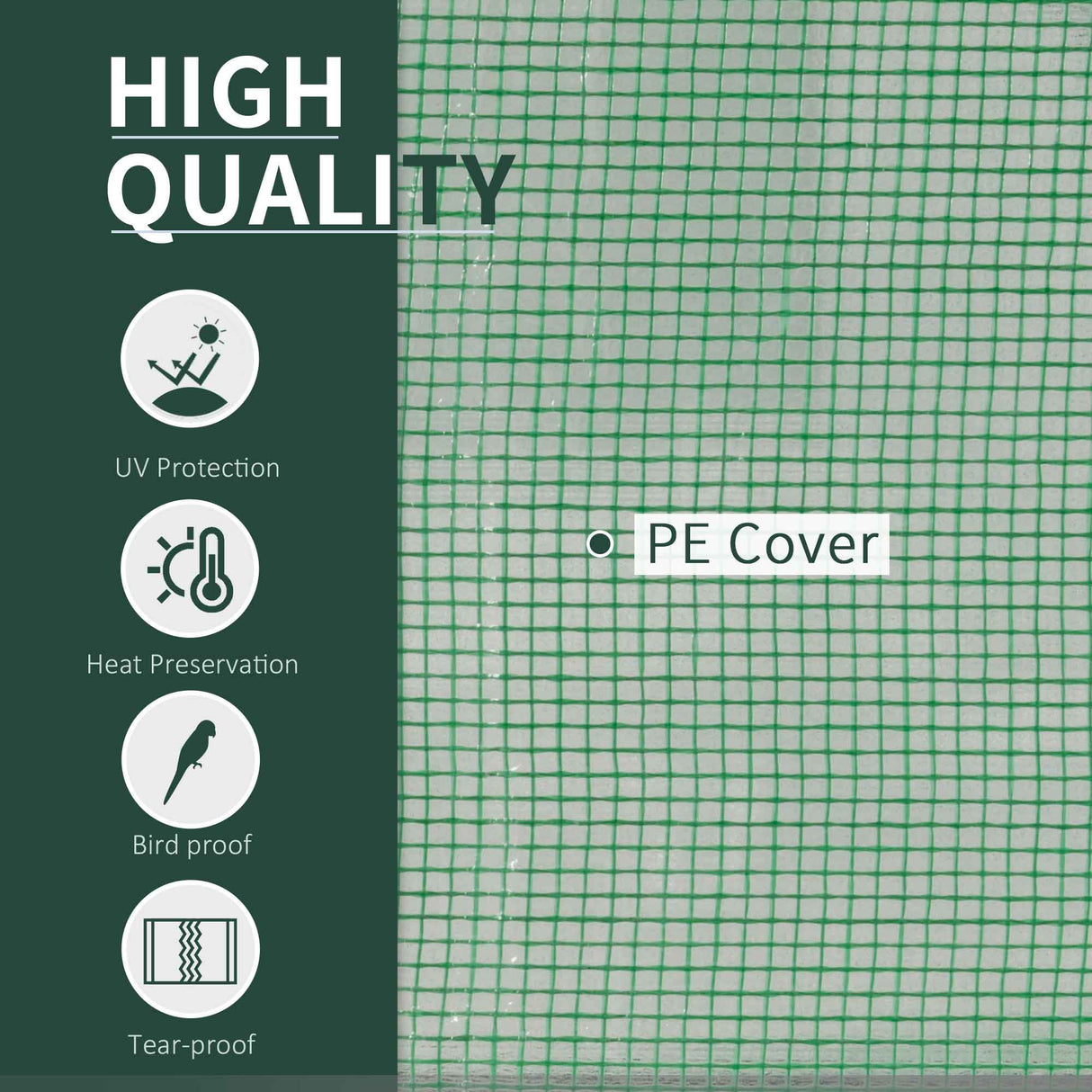 Tunnel Greenhouse, Green Grow House for Garden Outdoor, Steel Frame, PE Cover, Green