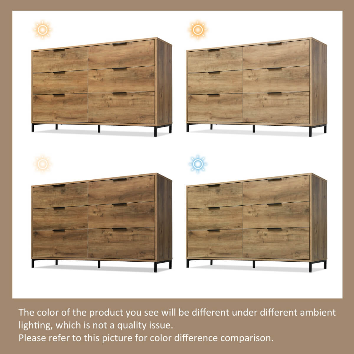 Sideboard Cabinet with 6 Drawers - Dark Oak Storage Unit