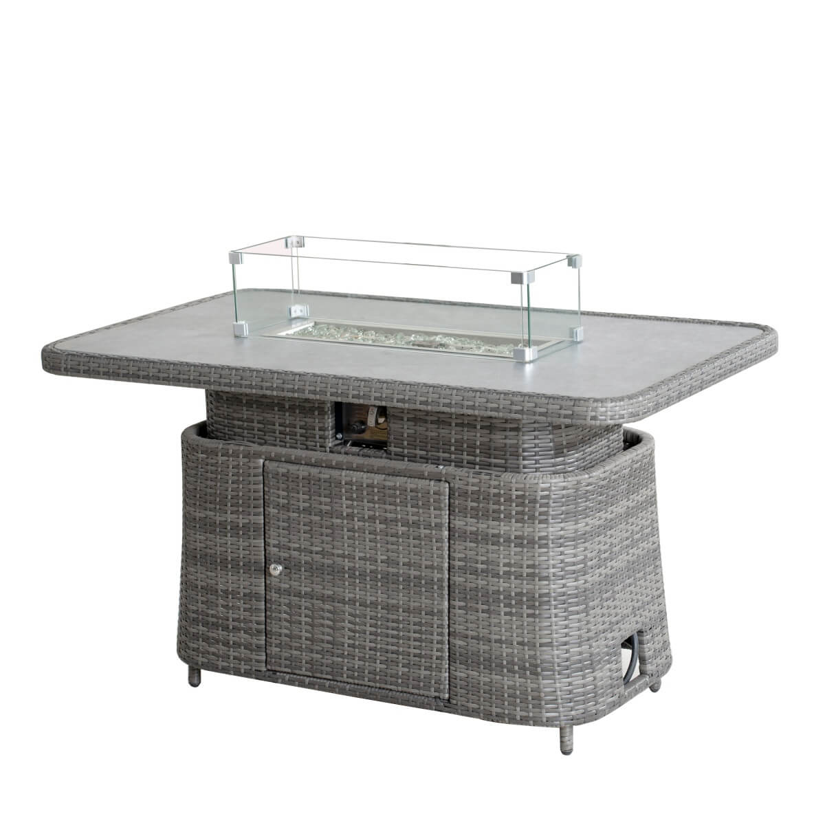 Aluminium Lift-Top Fire Pit Table - Adjustable Coffee & Dining Table