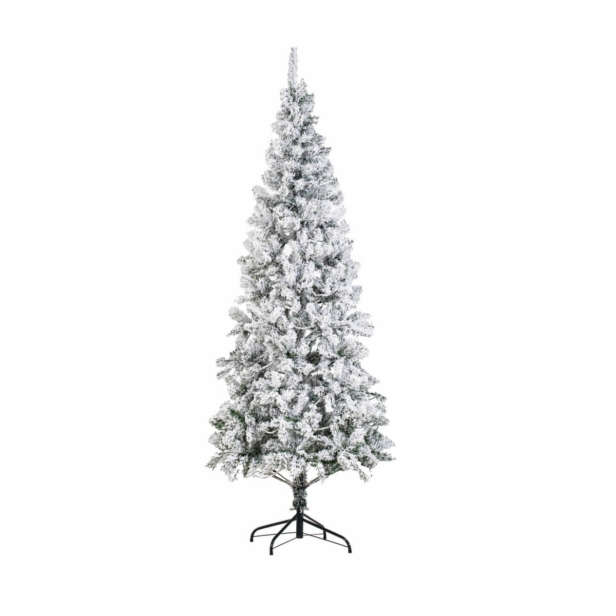 Snow-Flocked Green Artificial Christmas Tree - Realistic Full PVC Xmas Tree with Faux Snow Effect for Indoor Christmas Decoration, 5ft/6ft/7ft