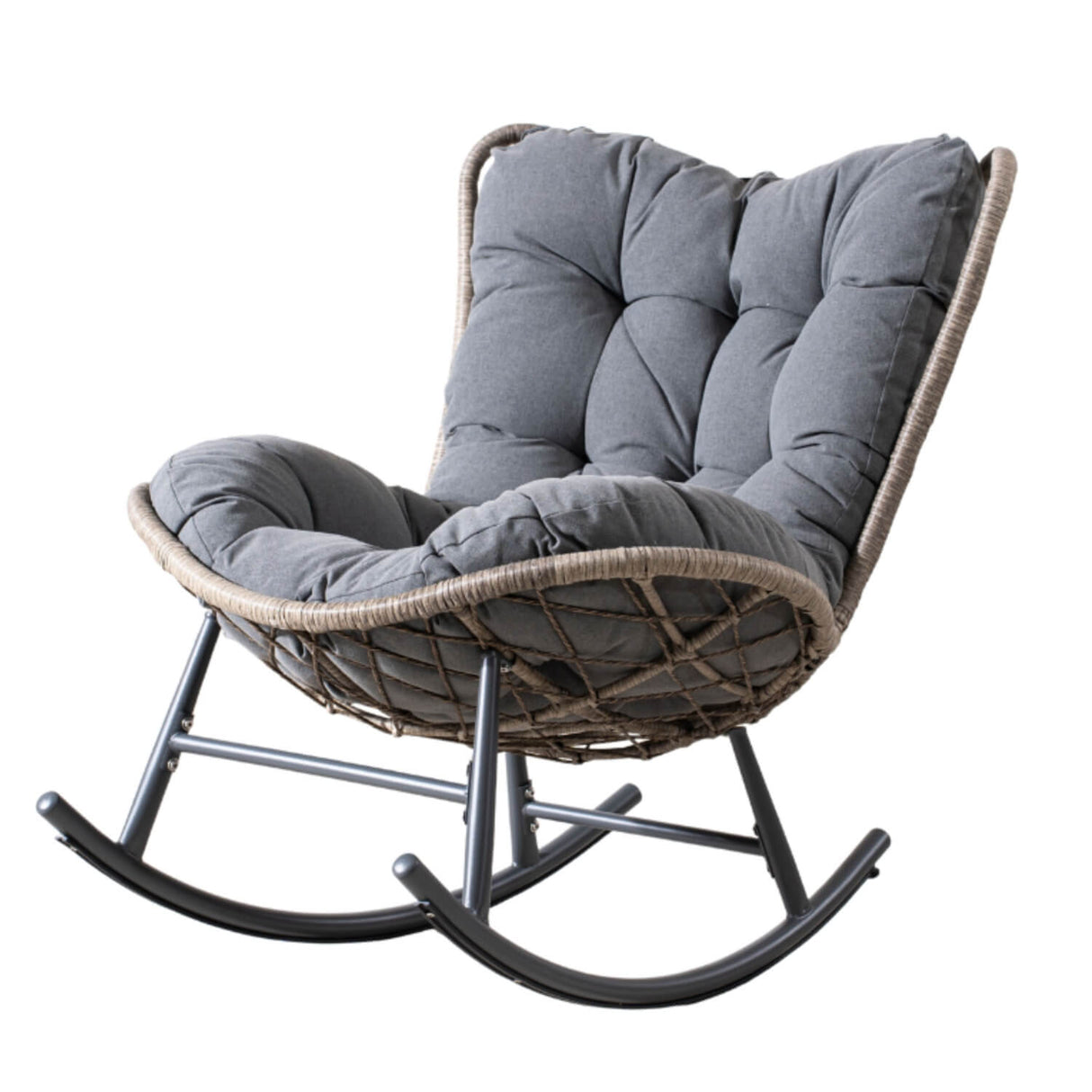 Metal Rocking Chair - Indoor Outdoor Garden Rocking Chair, Grey