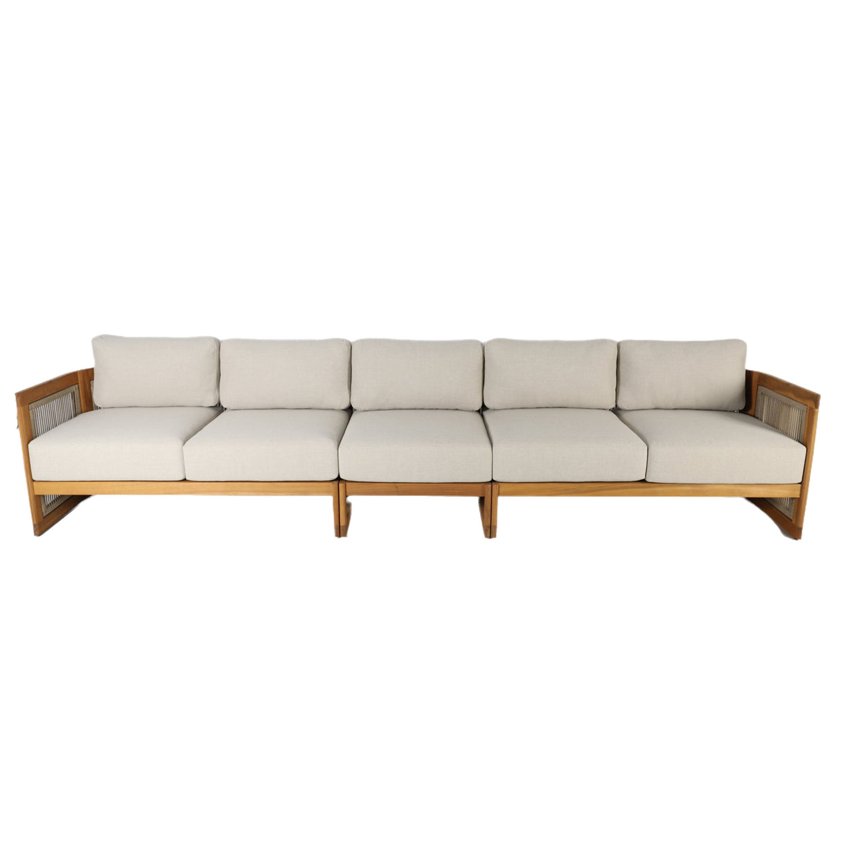 I-Shape 5-Seater Solid Acacia Modular Sofa – Armless Middle with Side Support (PAS-2516-LS+MS+RS)
