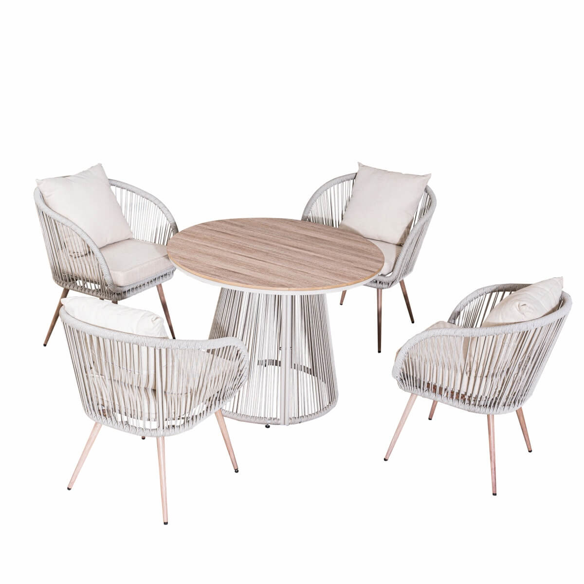 4-Seater Outdoor Dining Set - Round Metal Table with Chairs, Garden Patio Furniture