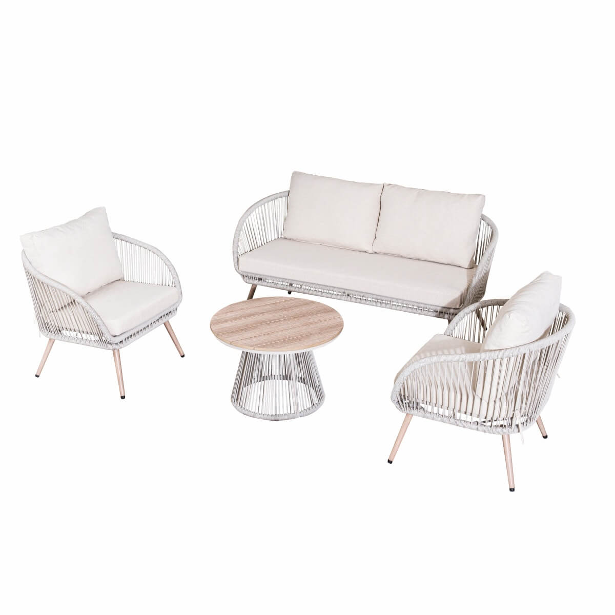 4-Seater Outdoor Sofa Set with Round Coffee Table - Metal Garden Patio Furniture Set