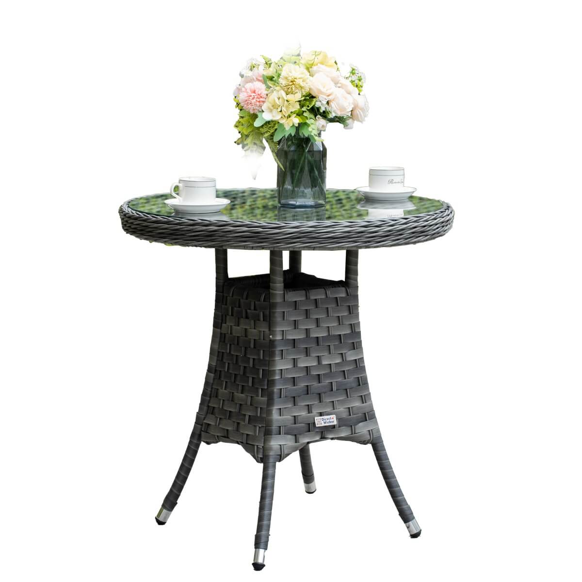 Outdoor Rattan Dining Table - Round Garden Table, Aluminium Frame