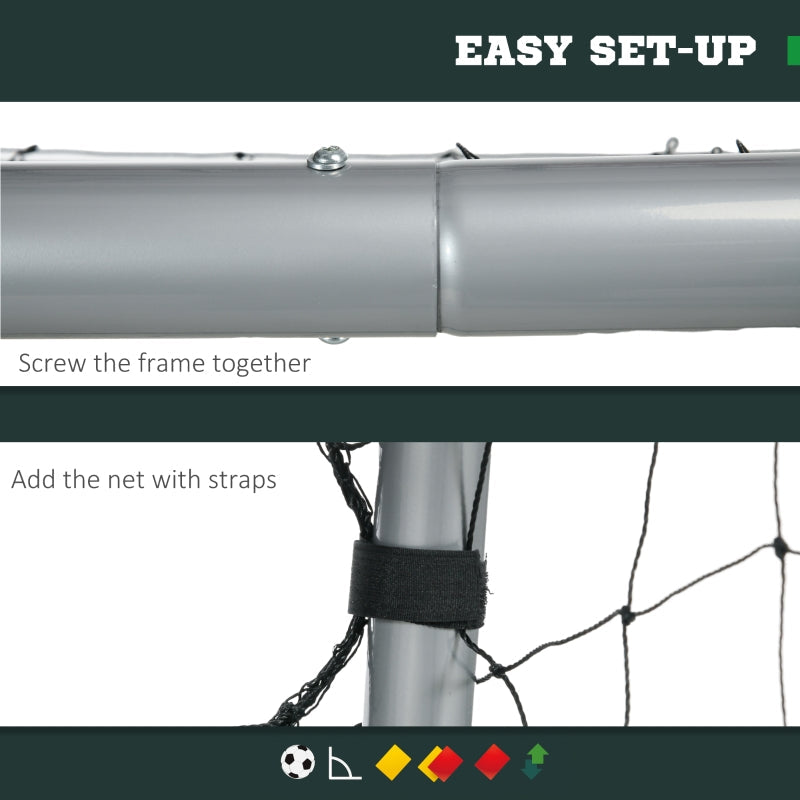 SPORTNOW Football Goal, 8ft x 5ft Garden Football Net, with Ground Stakes