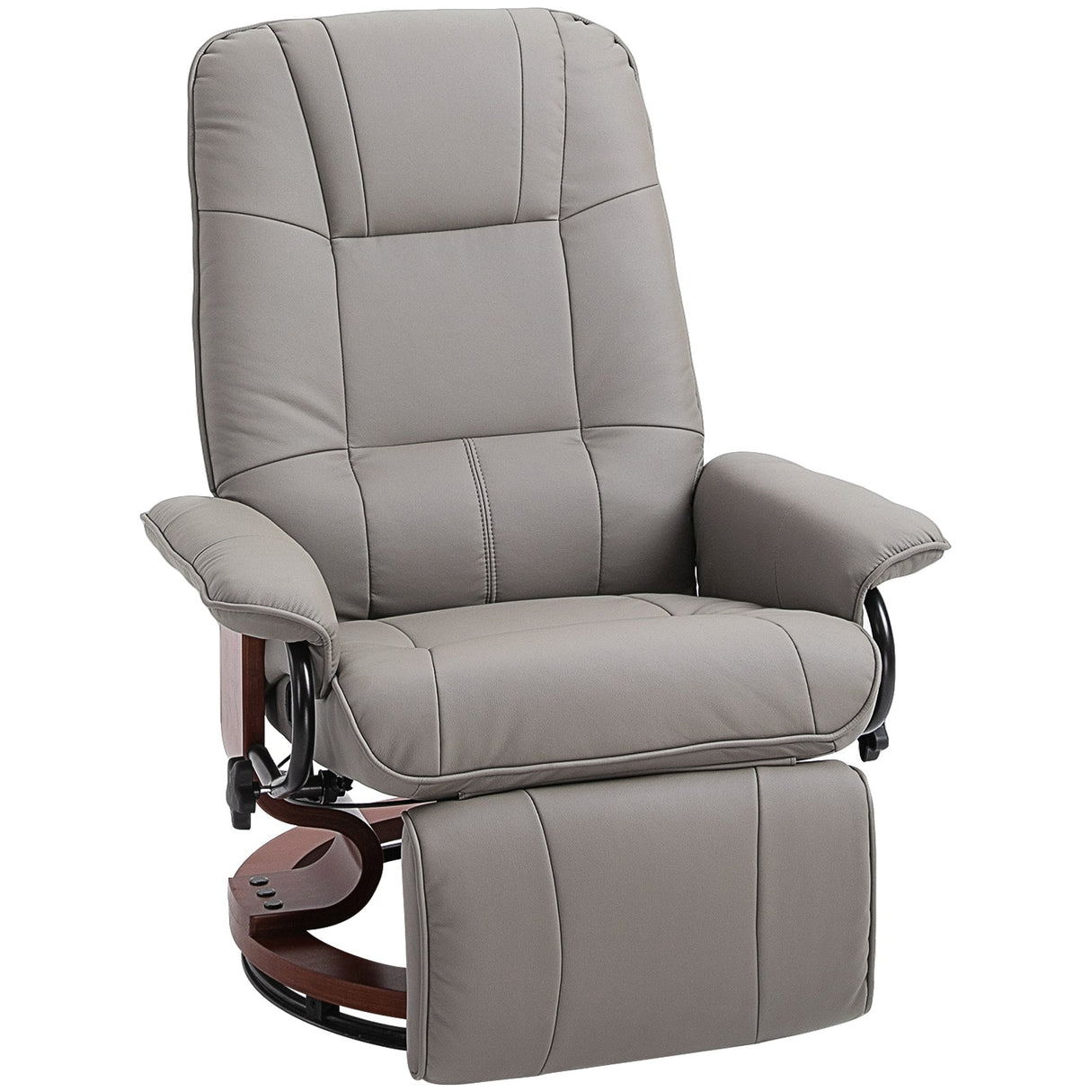 360?? Swivel Recliner Chair with Footstool, Manual Recliner Armchair, Faux Leather, Grey