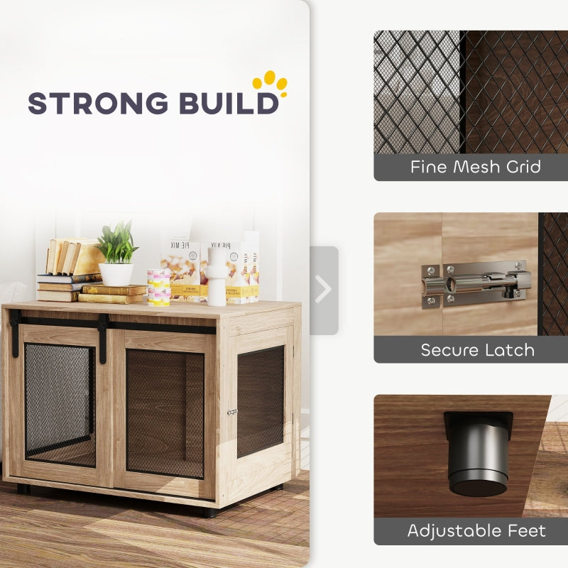 Dog Crate Furniture, Sliding Door for Medium Dogs, Brown