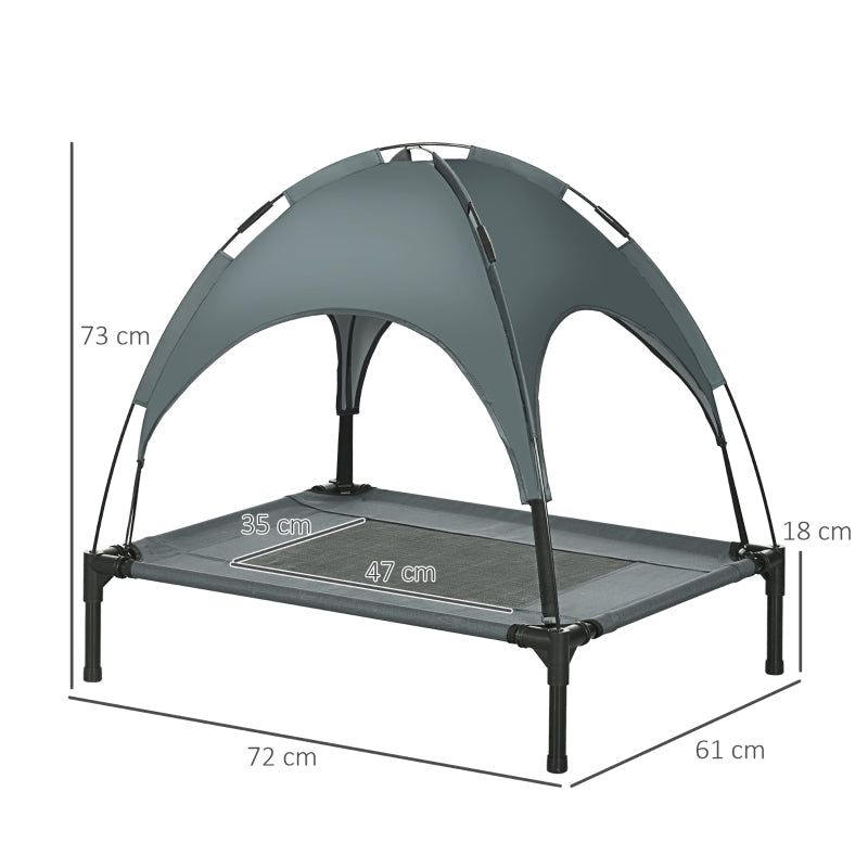 Raised Dog Bed Waterproof Elevated Pet Cot UV Protection Canopy, Grey