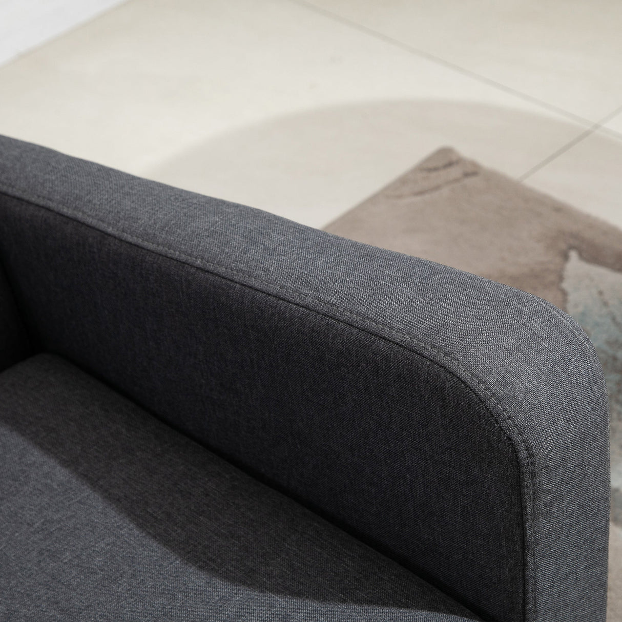 Linen 2-Seat Loveseat with Wood Legs - Grey