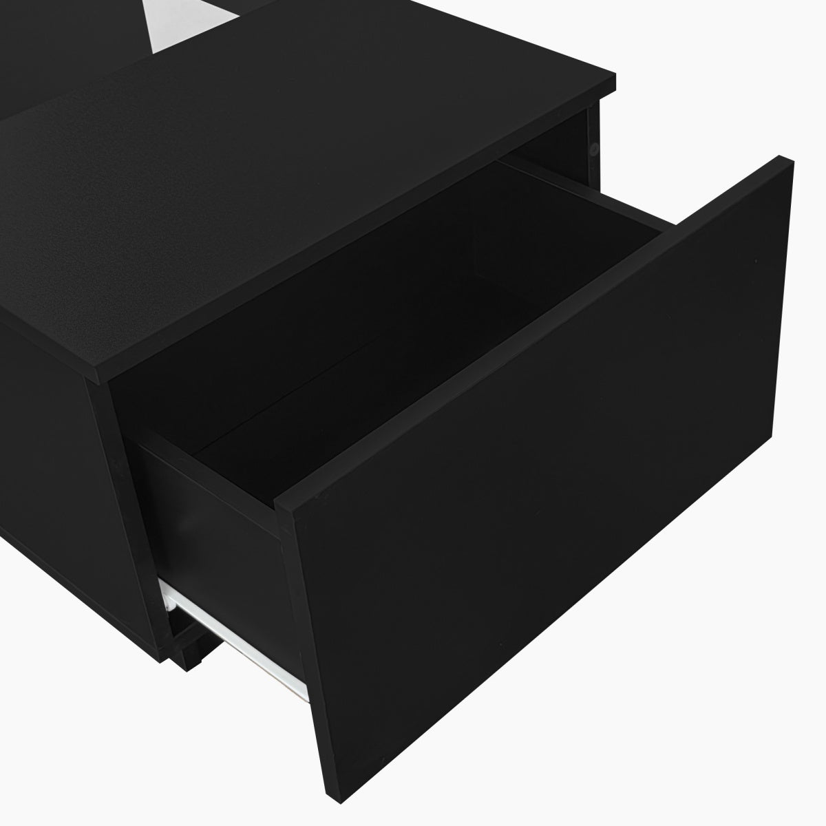 LED Coffee Table with Storage - 2 Tiers, 2 Drawers, Black