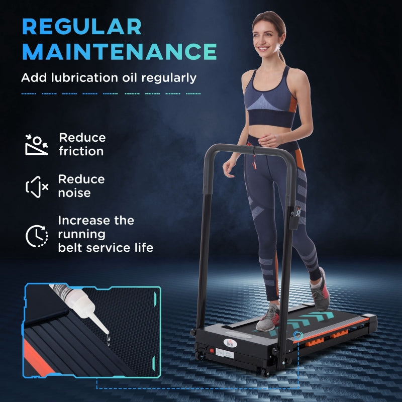 Steel Folding Motorized Home Treadmill, LCD Monitor, Black