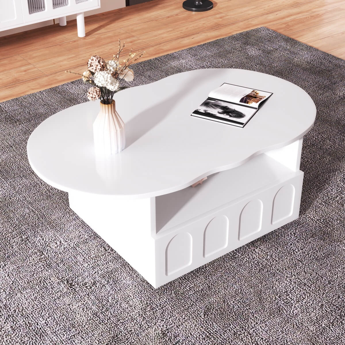 Cloud Shaped Coffee Table with Storage - Modern Coffee Table with Drawer