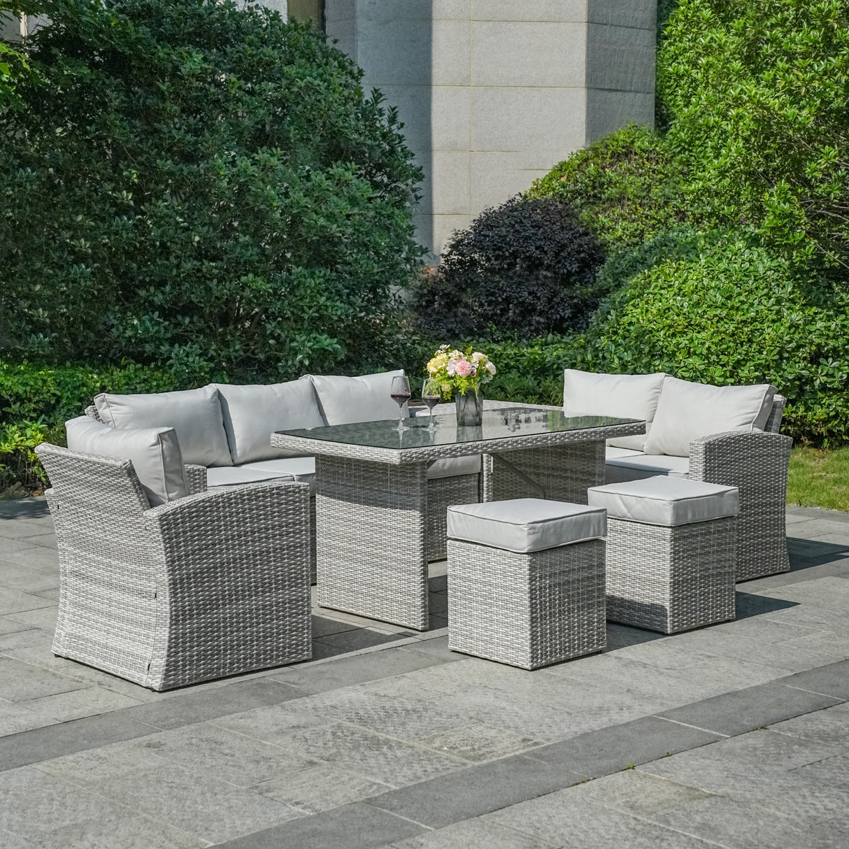 8-Seater Outdoor Rattan Conversation Set with Storage Box - PAS-1403B-WW