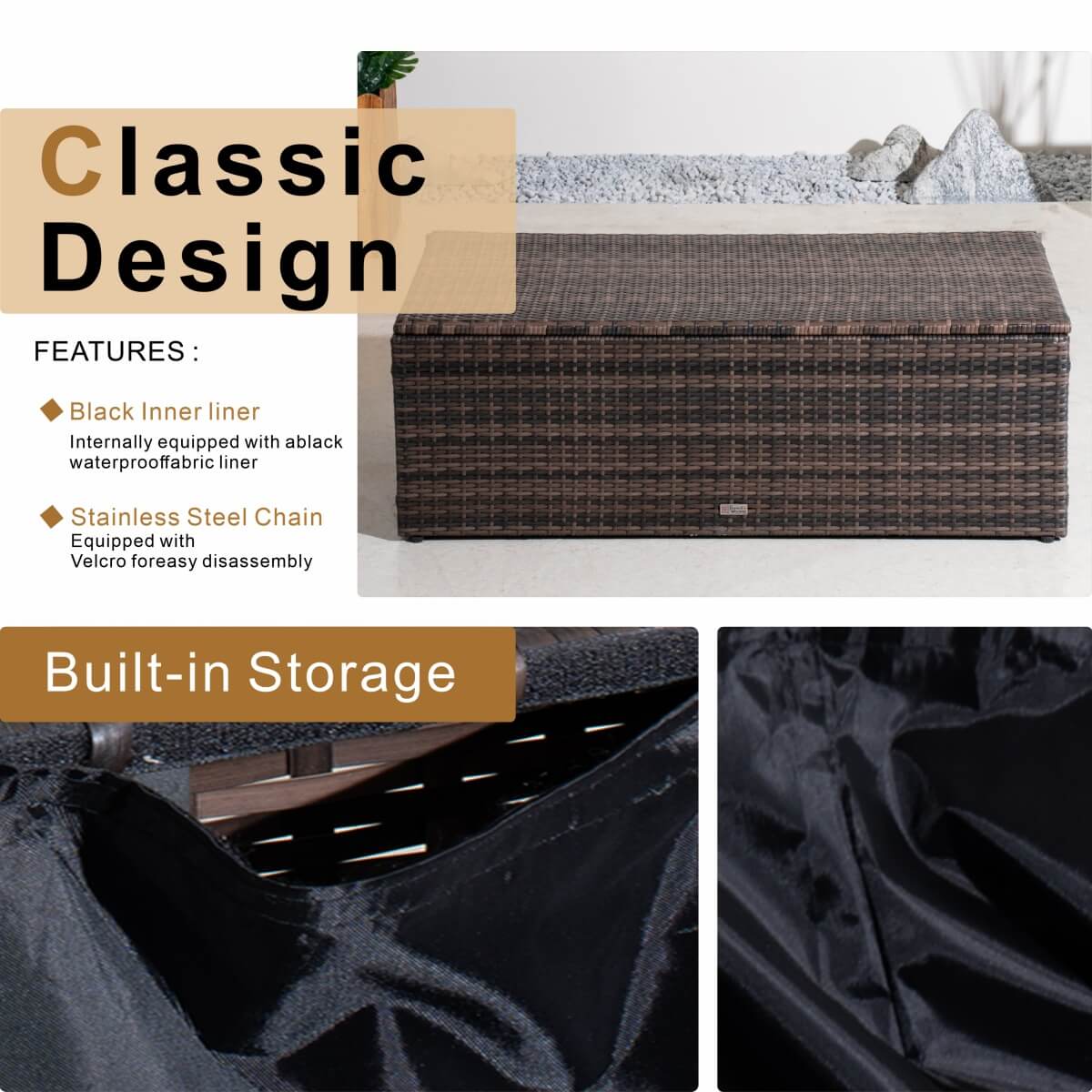 8 Seater Outdoor Garden Lounge Set – Rattan Sofa with Coffee Table and Side Table with Built-In Storage, Footstools and Cushions Included