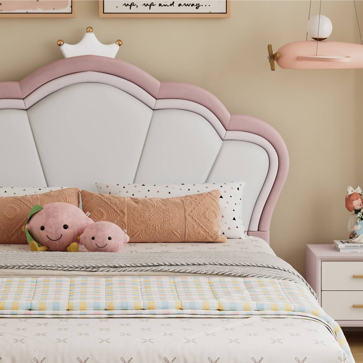 4ft6 Double Upholstered Storage Bed - Velvet Hydraulic Bed Frame with Lift-Up Storage Function, Pink