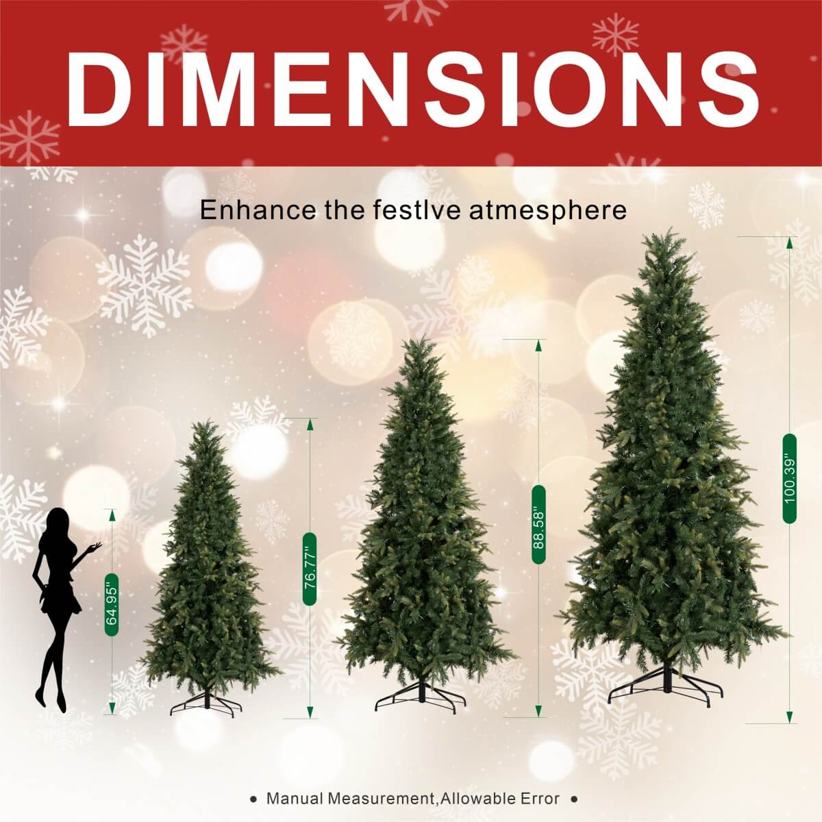 Pre-Lit Artificial Christmas Tree - Realistic Full Green Xmas Tree with LED Lights for Indoor Home Decoration
