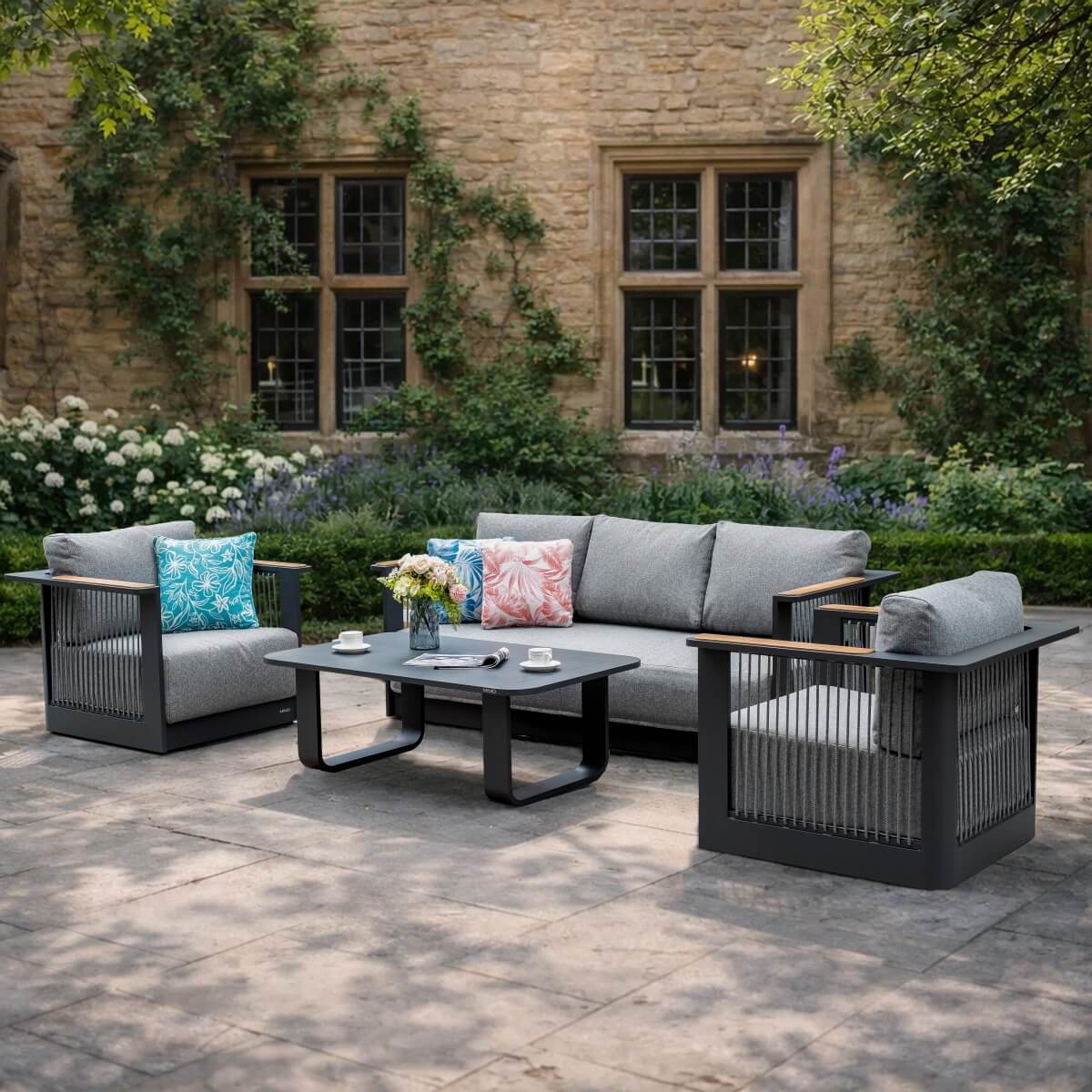 TALARA 5-Seater Aluminium Outdoor Sofa Set - 3 Pieces