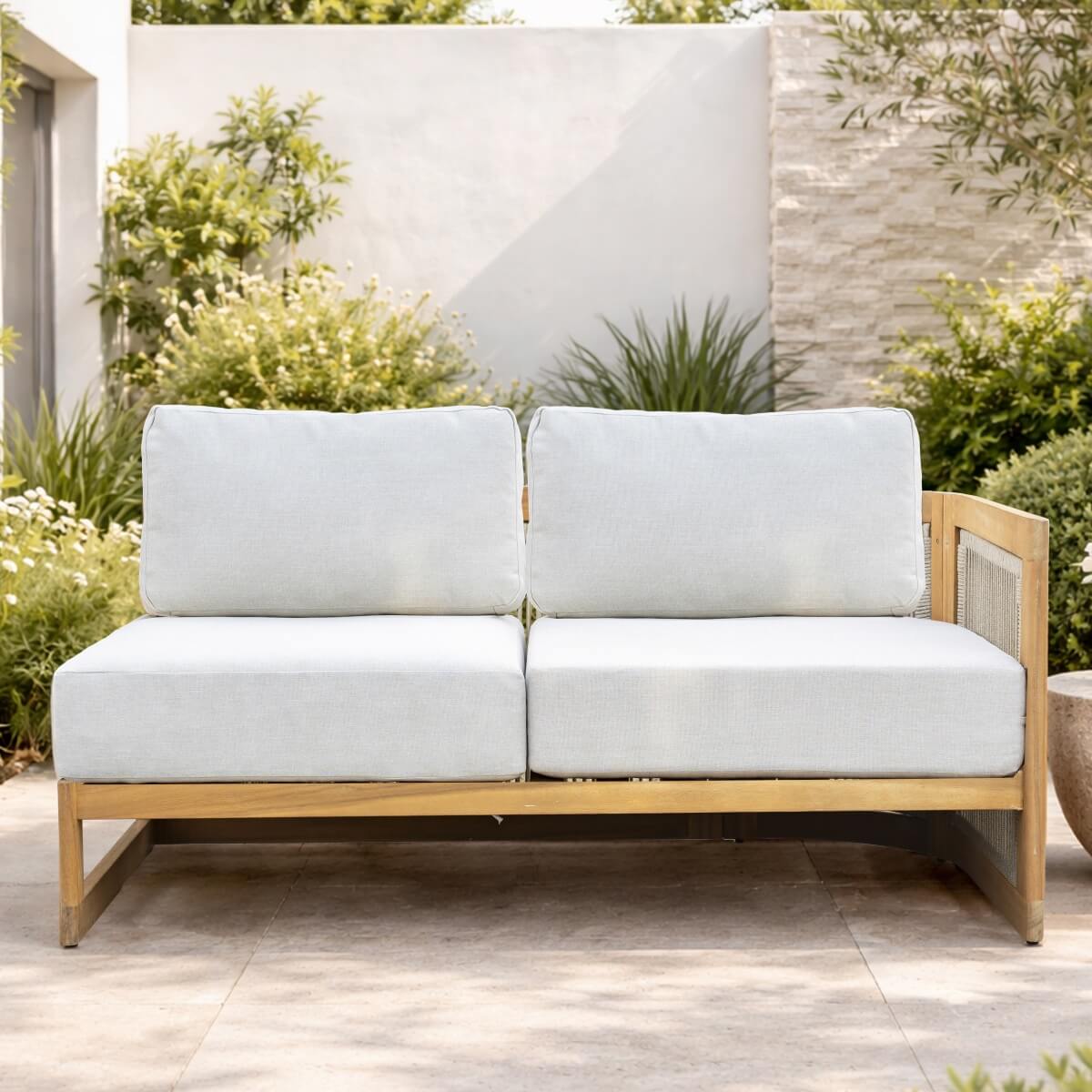 CAVEN Solid Wood Outdoor Left Arm Sofa with Adjustable Seat