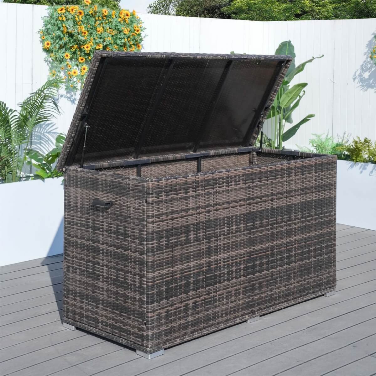 Large Outdoor Wicker Storage Box - Weatherproof Garden & Patio Chest