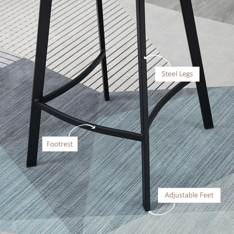 Bar Stools Set of 2, Kitchen Stools with Backrest, PU Leather, Brown