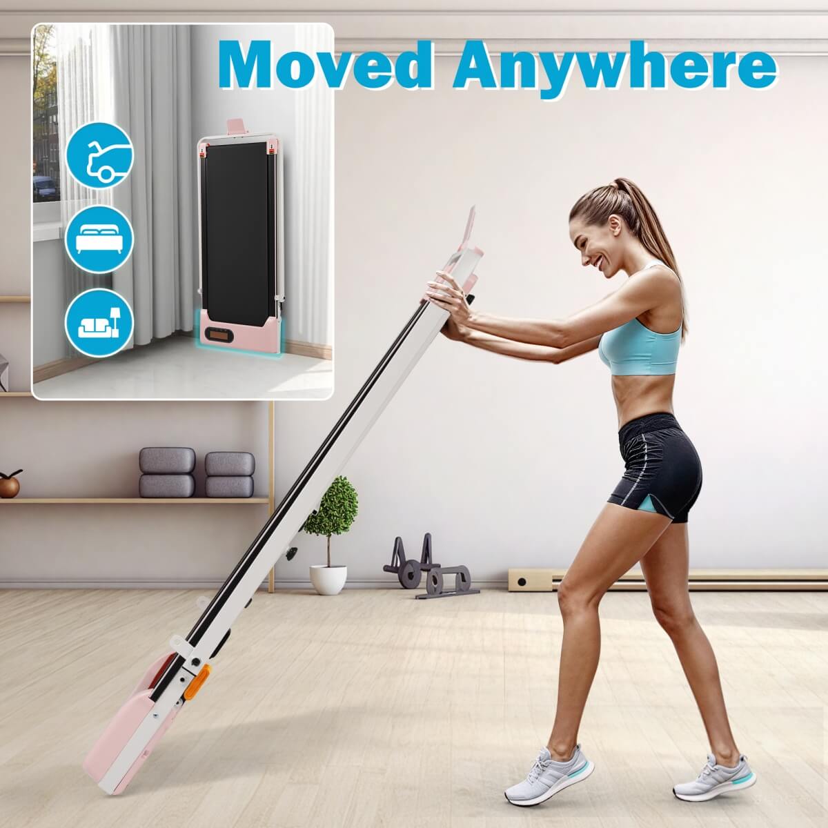 Folding Treadmill with Handrail – Adjustable Incline, 1–10 km/h Running Machine with LED Display & Phone Holder