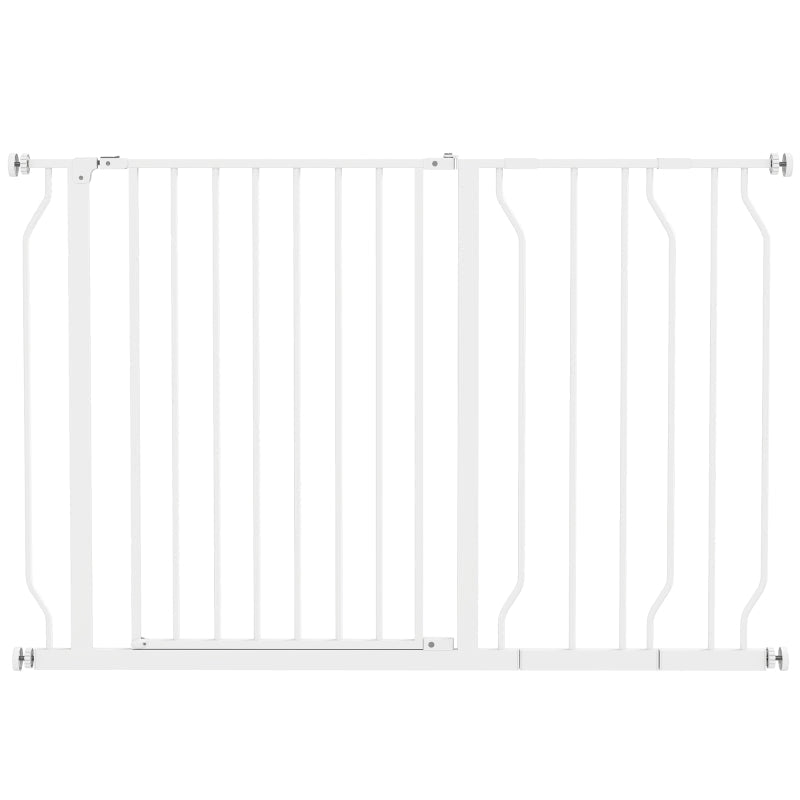 Wide Dog Safety Gate, Pressure Fit for Doorways, Hallways, Staircases - White