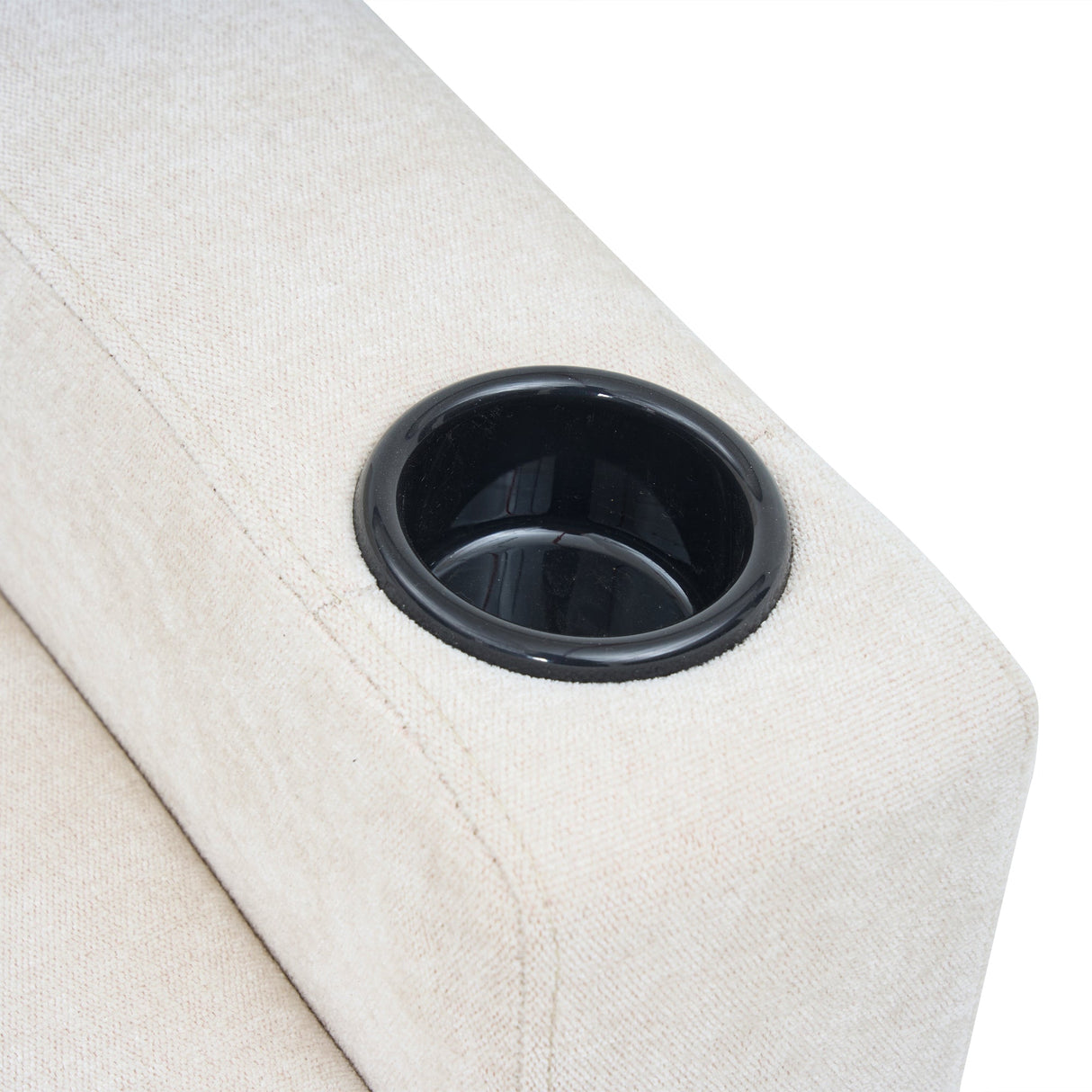 L-Shaped Couch Sofa, 3 Seater Sectional with USB & Cup Holder, Beige Fabric