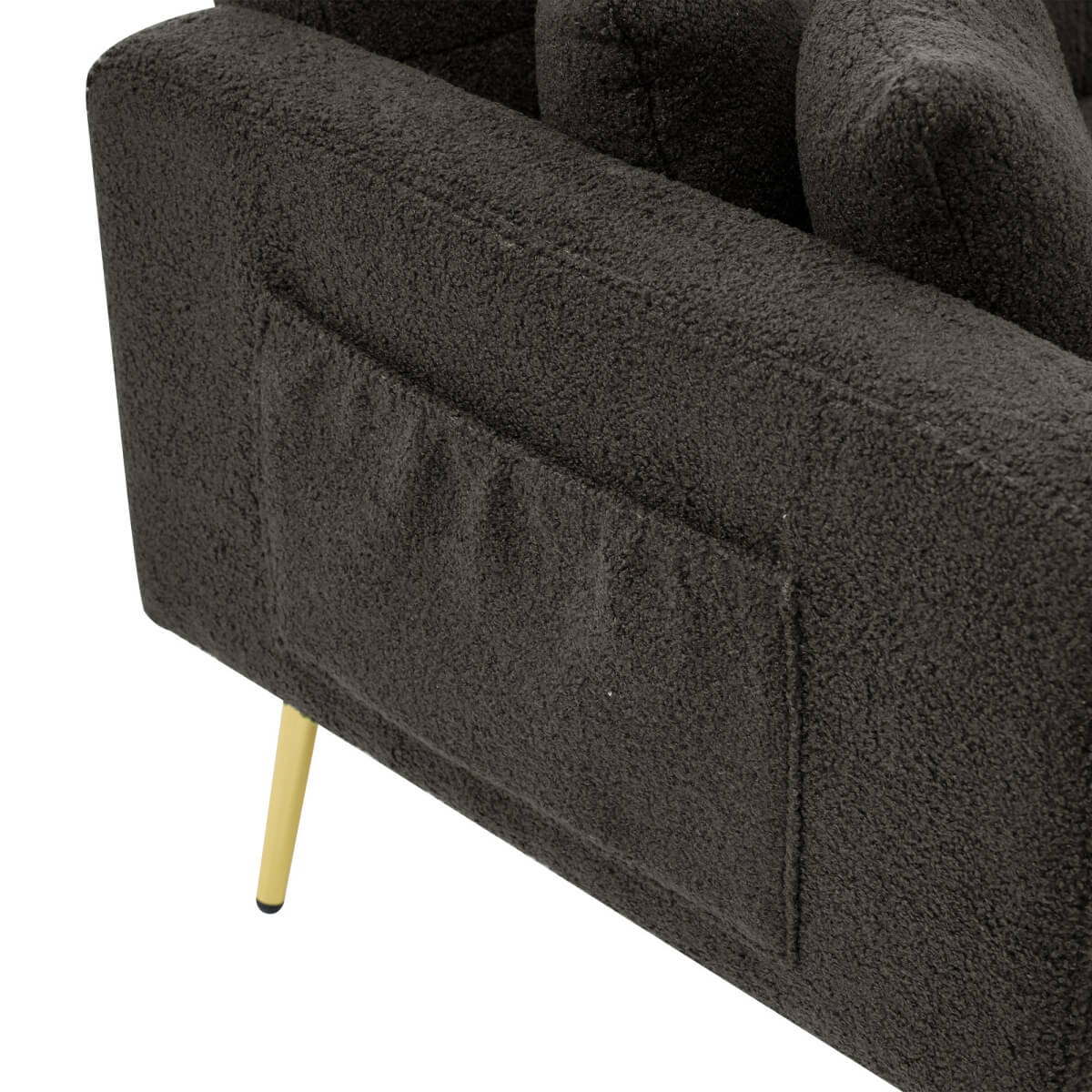 Modern Convertible Sofa Bed - Adjustable Recliner with Gold Legs and Side Storage Pockets, Dark Gray