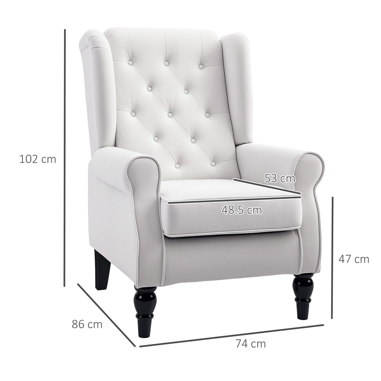 Wingback Accent Chair, Upholstered Button Tufted, Cream White
