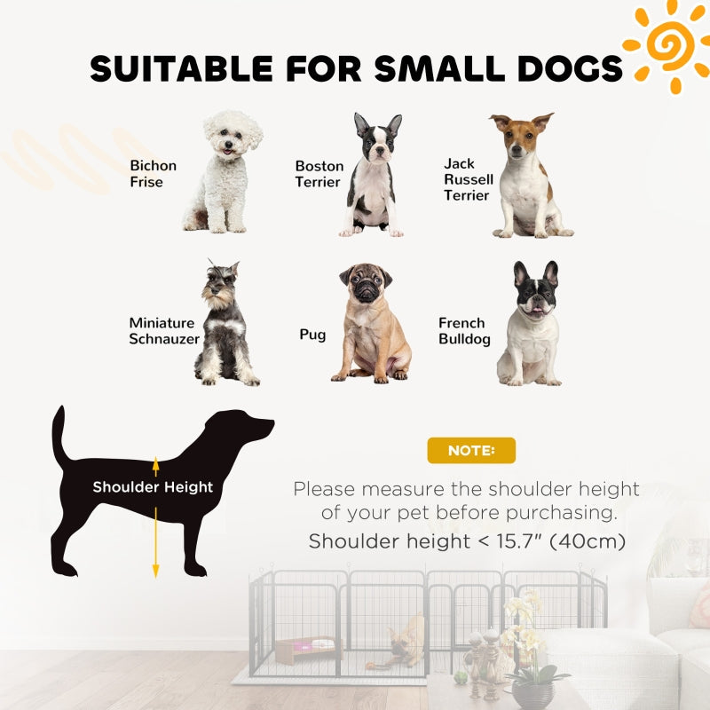 12-Panel Solid Dog Playpen with Doors, 60cm High, Black