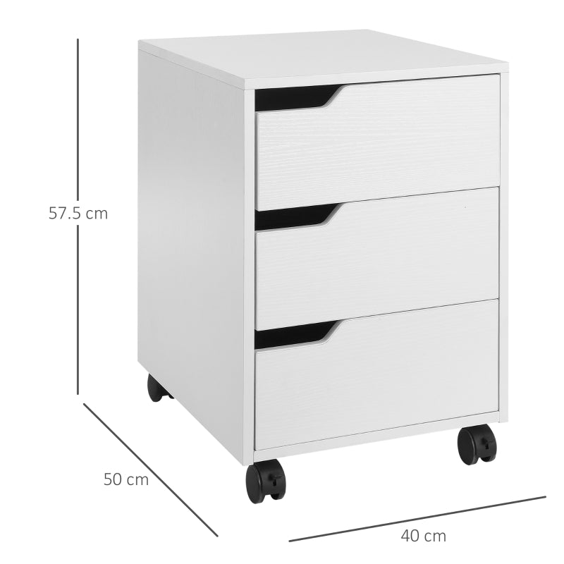 3 Drawer Mobile File Cabinet with Wheels, White