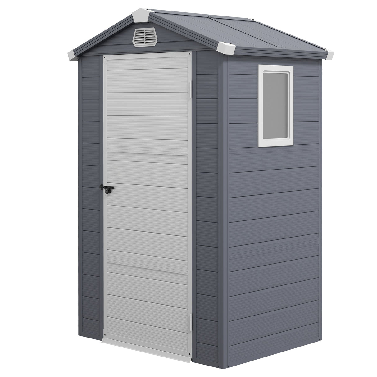 Aluminium Frame and Plastic Wall Shed, 4.4ft x 3.3ft with Foundation - Grey