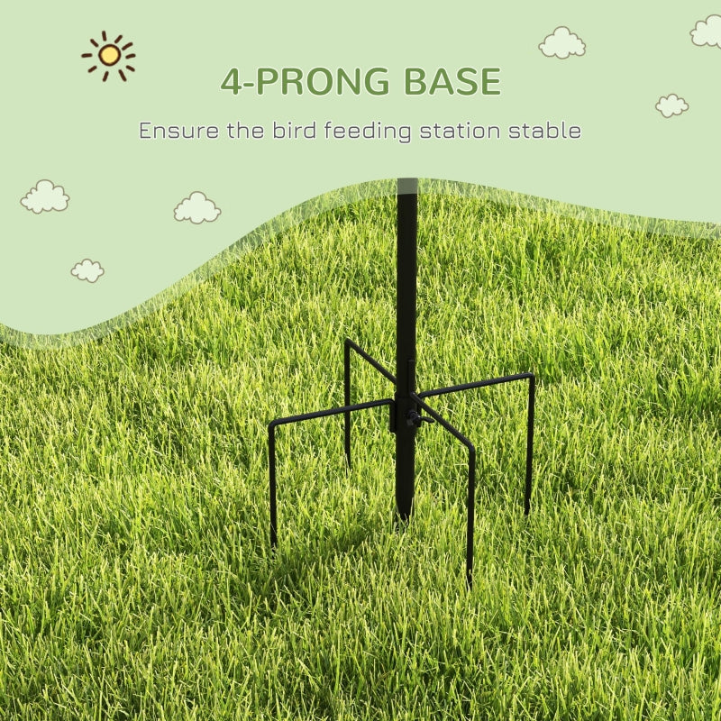 Bird Feeding Station Kit, 6 Hooks, 4 Hanging Feeders, Black