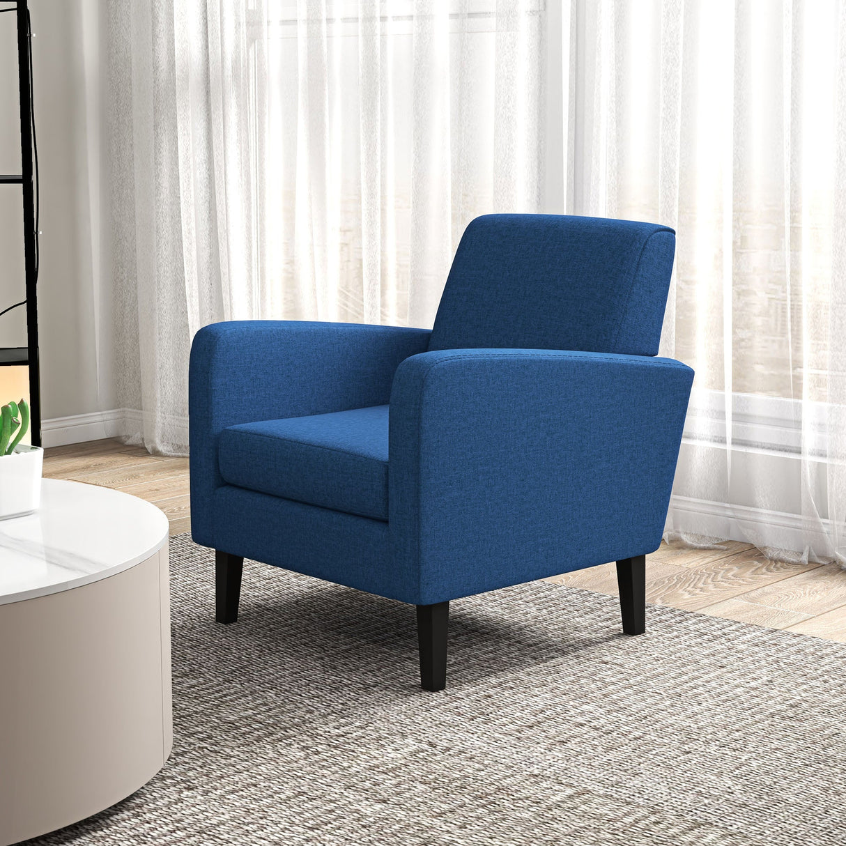 Boxy Armchair - Linen-Look, Blue