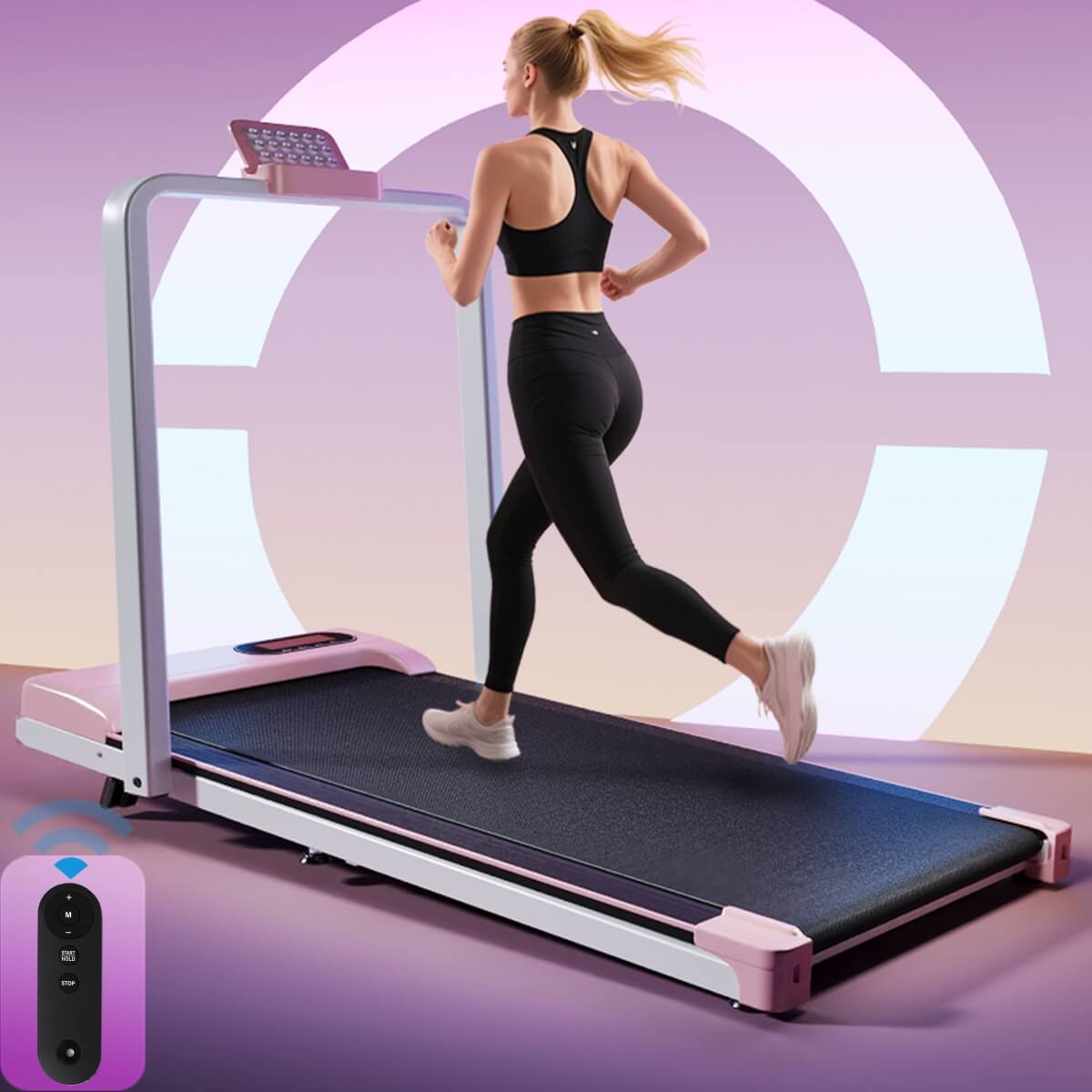 Folding Treadmill with Handrail – Adjustable Incline, 1–10 km/h Running Machine with LED Display & Phone Holder
