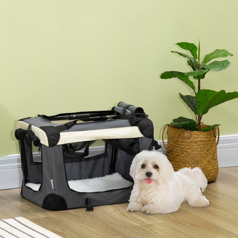 Pet Carrier 51cm Foldable, with Cushion - Grey