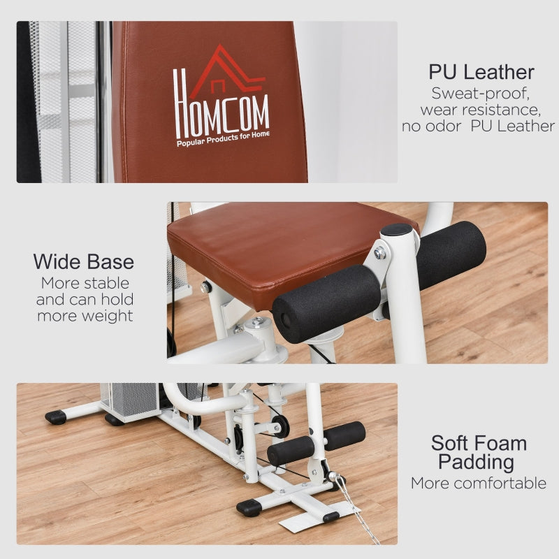 Multifunction Home Gym Weight Training Workout Station, White
