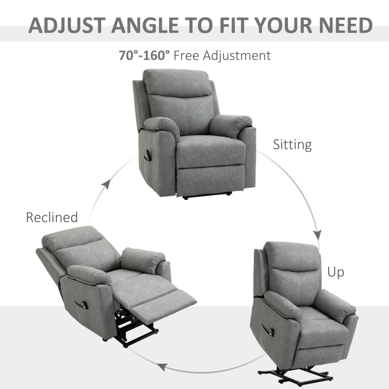 Electric Riser Recliner Chair, 70?? Electric Lift-Up, Faux Leather Grey