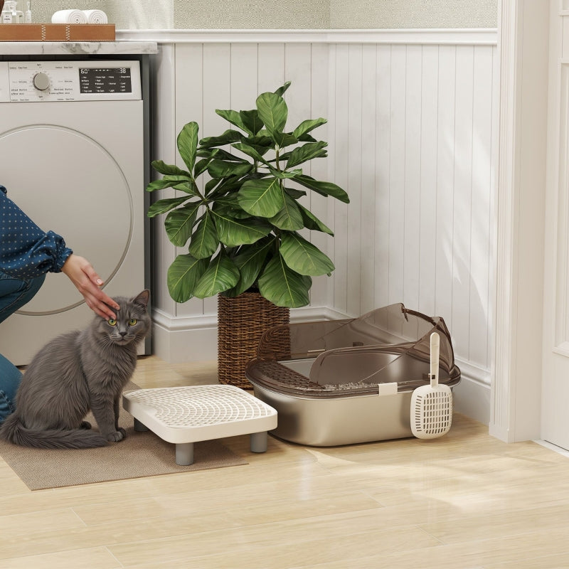 Stainless Steel Litter Box, High Wall Sided Enclosure, Anti-Leakage, Easy Cleaning