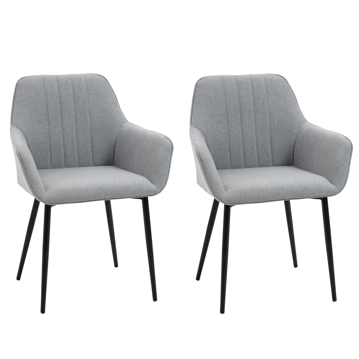 Dining Chairs, Upholstered Accent with Metal Legs, Set of 2, Light Grey Linen Fabric