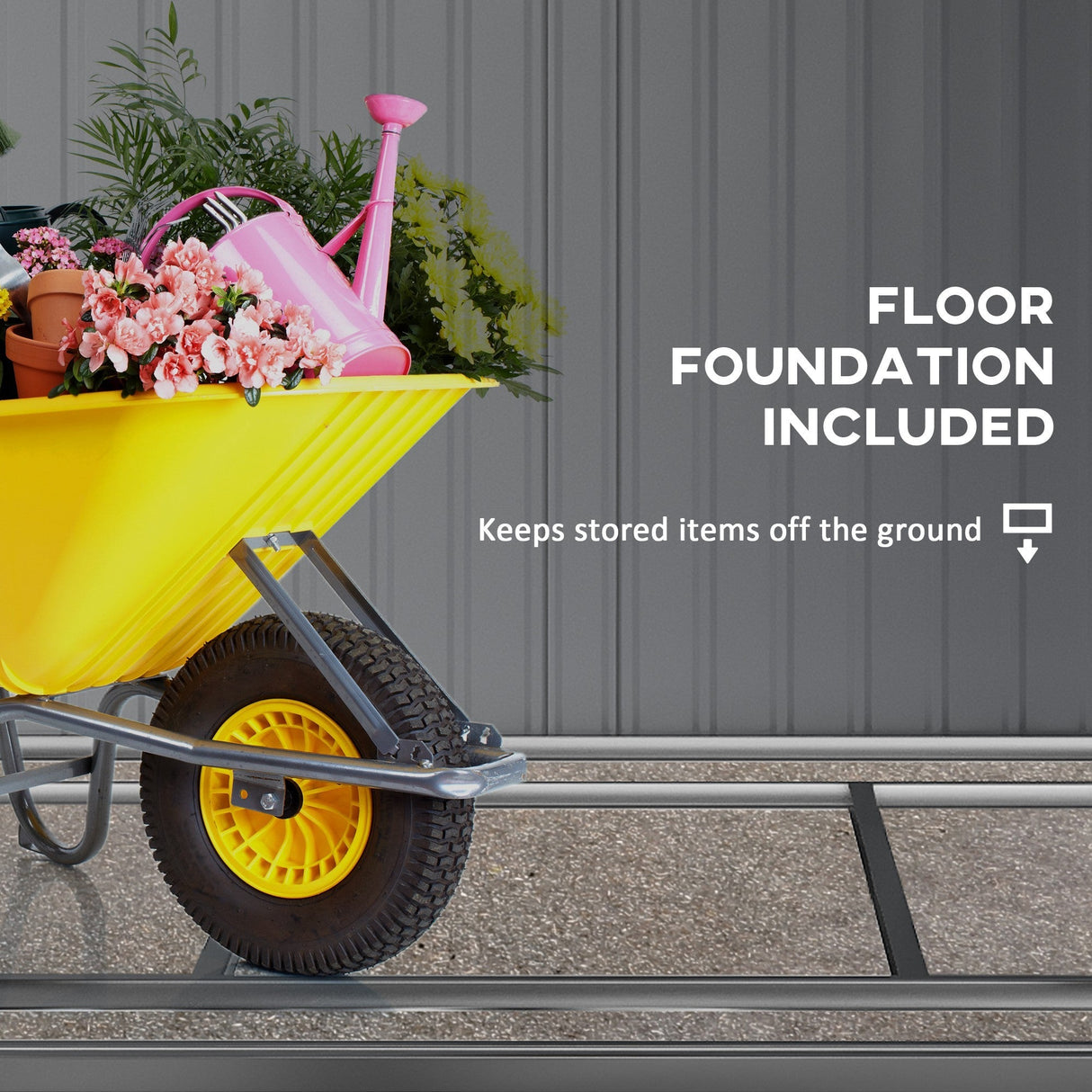 Galvanised Metal Shed, 6.5 x 4FT with Foundation Kit, Lockable Double Sliding Doors, Vents, Green