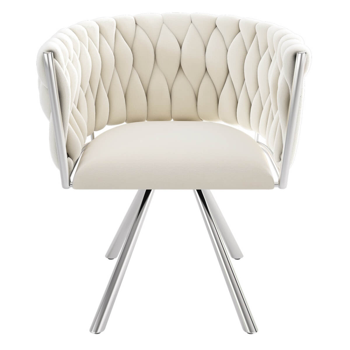 Set of 6 Velvet Swivel Dining Chairs - Upholstered Dining Chairs with 4 Metal Legs for Kitchen & Dining Room, Beige
