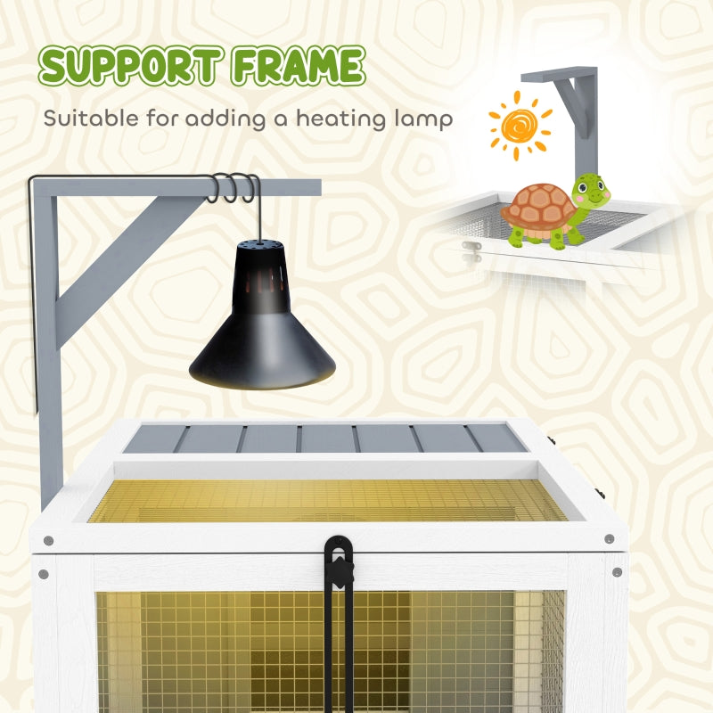 Wooden Tortoise Enclosure, Lamp Holder, Outdoor/Indoor, Light Grey