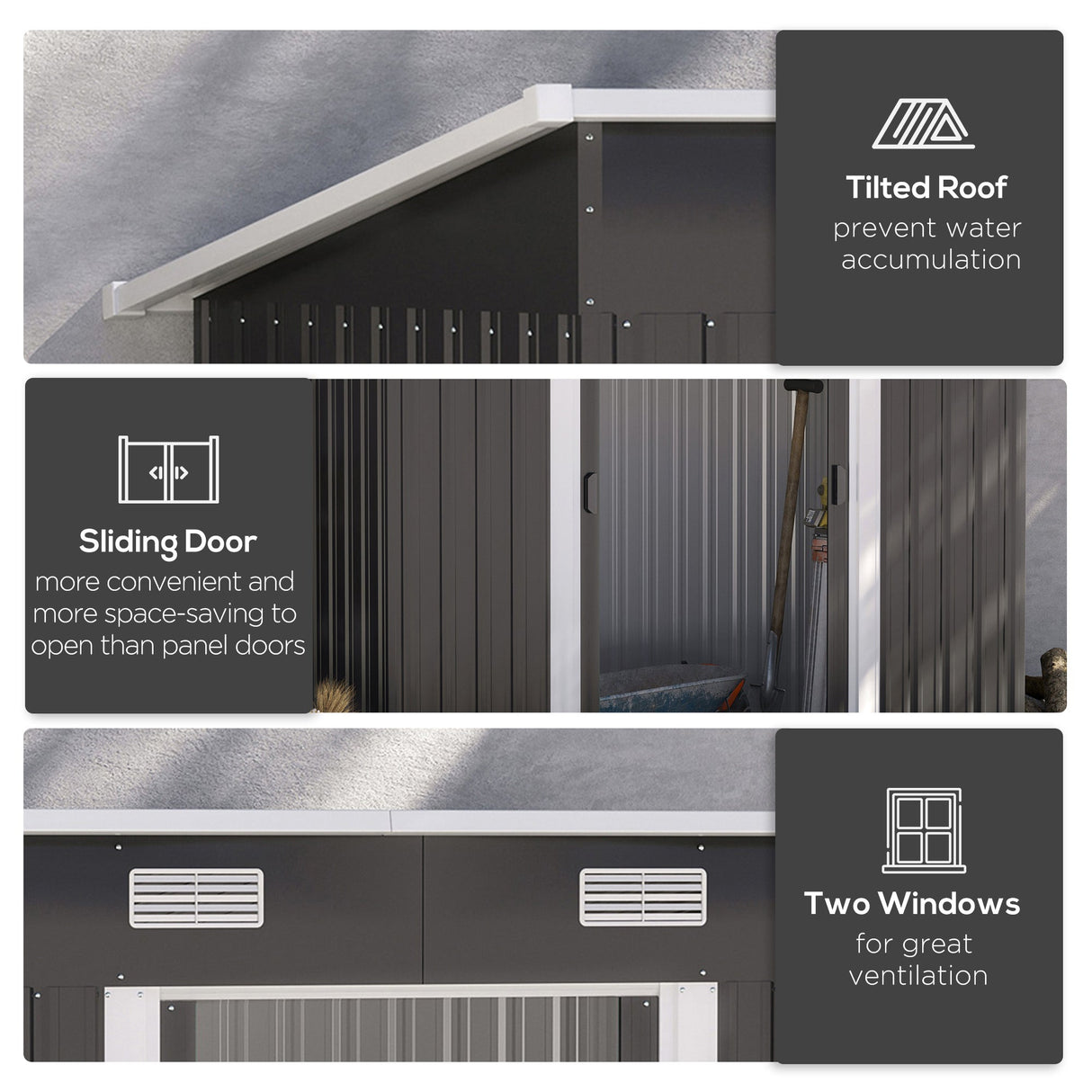 Outdoor Storage Shed with Foundation Kit, Lean to Metal, Black