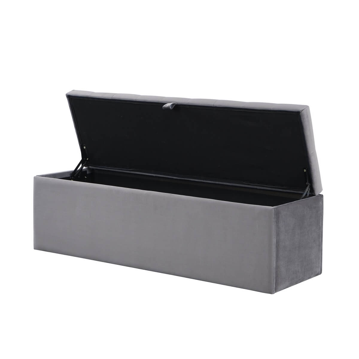 Velvet Storage Bench - Soft Upholstered Seat, 135x41x42cm, Grey