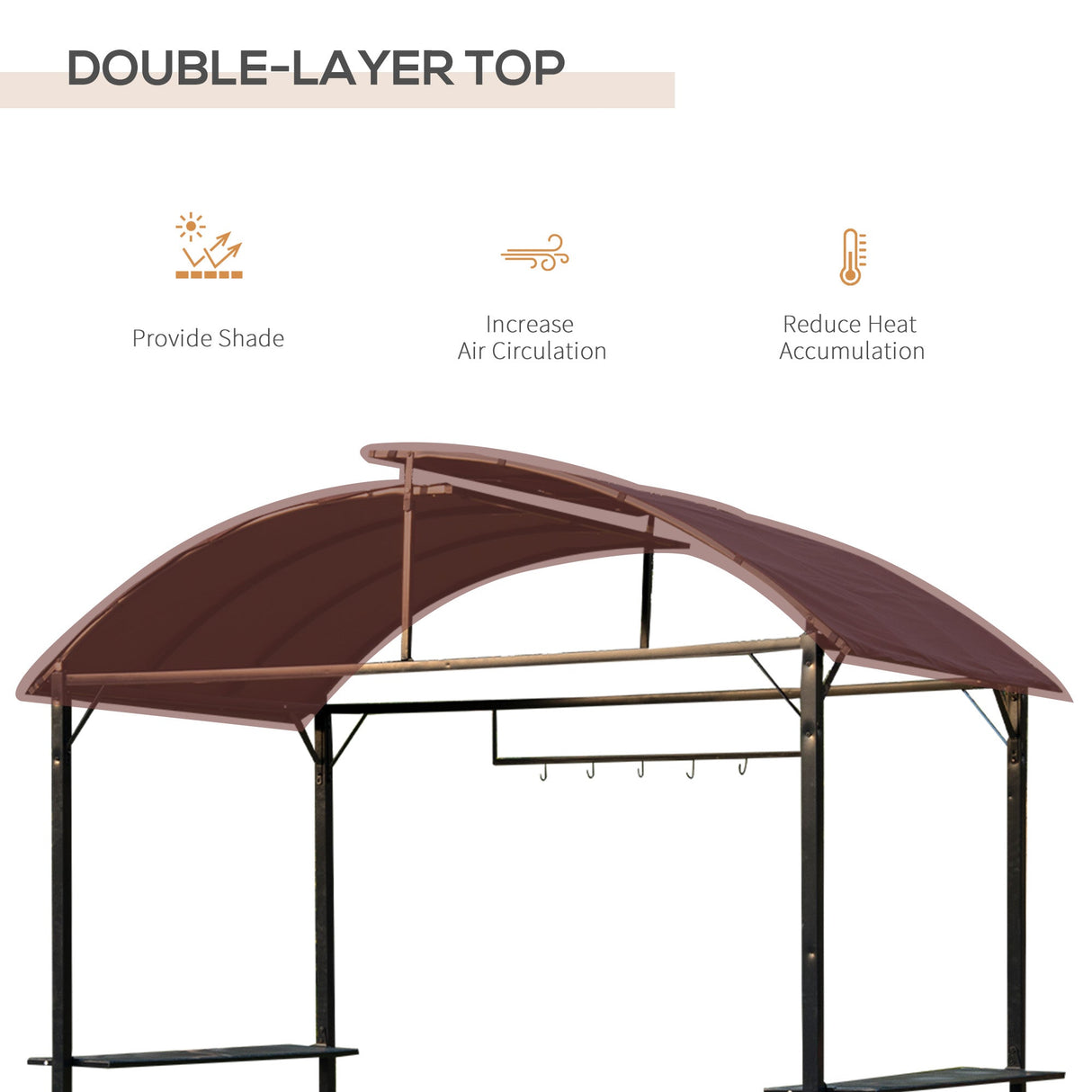 Metal Smoking Gazebo Marquee BBQ Shelter - Coffee