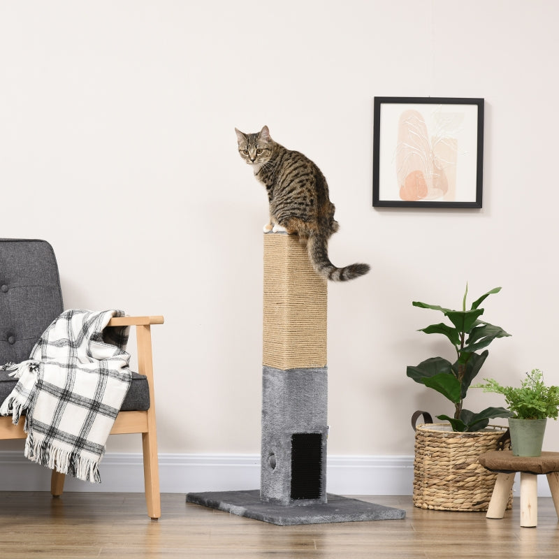 Cat Tree Scratching Post, 79cm Jute Climber with Dangling Toy ¡§C Grey