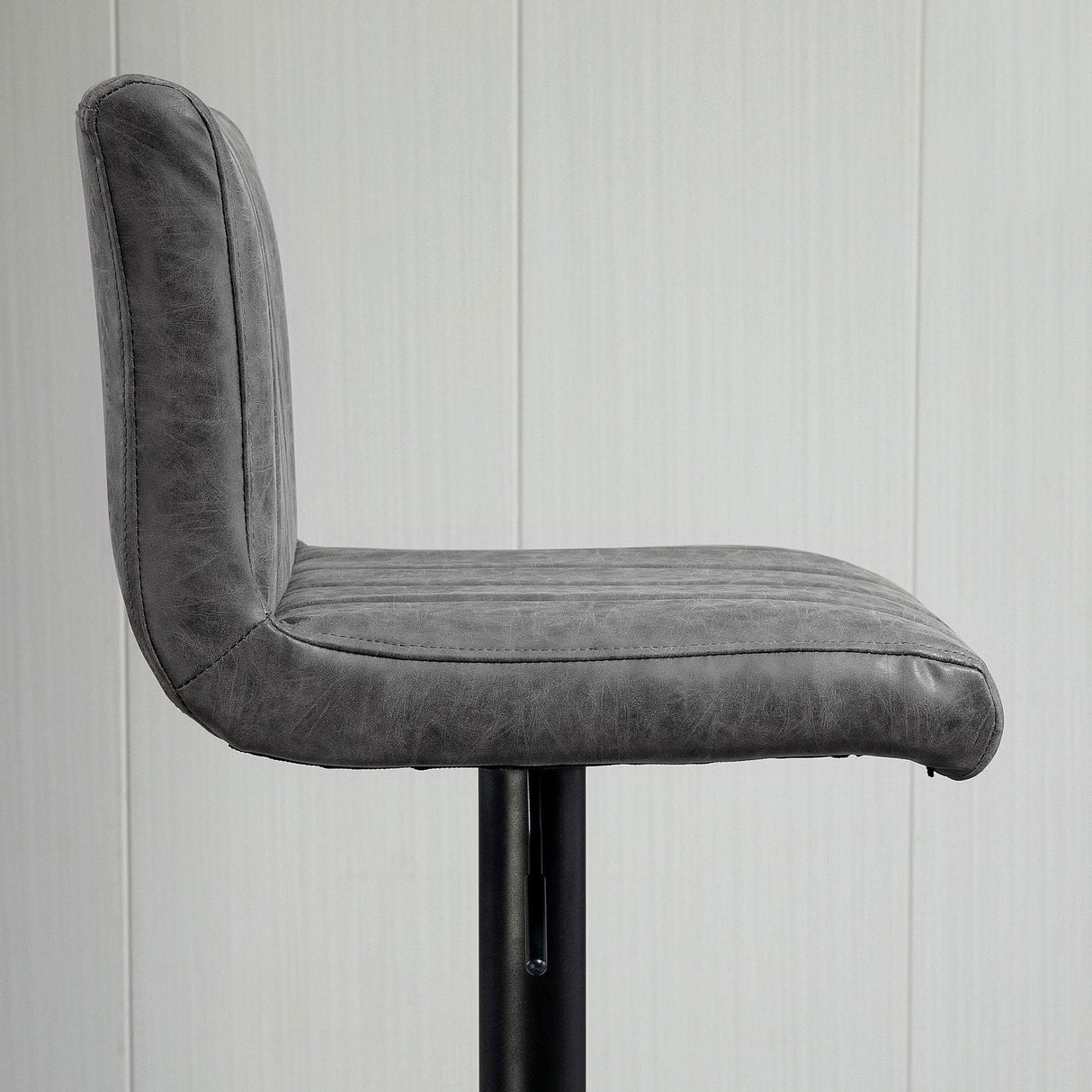 Adjustable Barstools Set of 2, Swivel Counter Bar Chairs with Footrest and Gas Lift, Grey PU Leather