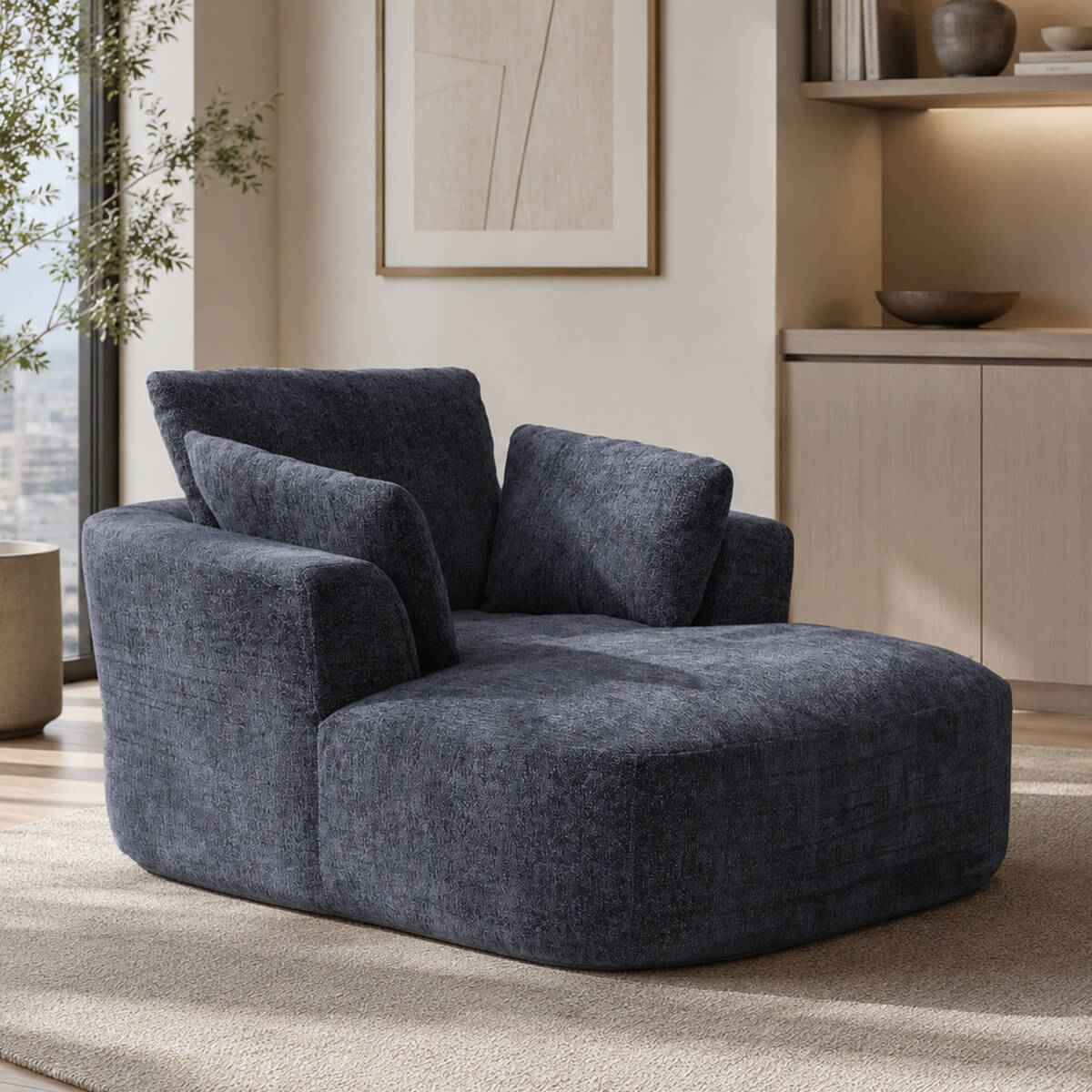 SOFTY Compressed Indoor Lounge Sofa Chair - Grey